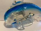 Blue And Clear Glass Dolphin Figurine Paperweight Vguc