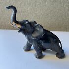 Antique Vintage Metal   Cast Iron Elephant Mother And Baby With Tusks  Trunk Up