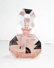 Vintage Art Deco Pink   Black Glass Vanity Perfume Bottle