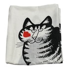 Vintage 1980 B  Kliban Cat Pillowcase Red Heart Blk white Striped Tabby Standard