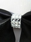 Oversized Black Satin Bling Rhinestones Bow Tie Vintage Style 70 s Wedding Prom
