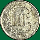 1853 Three Cent Silver Trime Almost Uncirculated Au Coin  Cleaning  47128