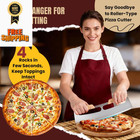 Gicyiit Pizza Cutter Rocker Blade With Wooden Handle  14inch  Stainless Steel 