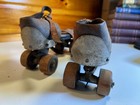 Rare Antique G  W  Bundock Roller Skates Wood Wooden Wheels Springfield Illinois