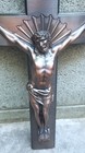 Vintage Parsons  Curved Bronze Crucifix Casket Topper  15 75 x9 