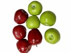 Artificial Lifelike 8 Apples Faux Fruit  Dinner Green Red 12    Bowl Bamboo Table