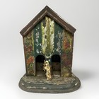 Antique German Tin Litho Weather House Barometer With Figures