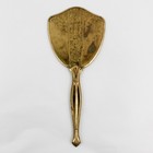 Vintage Art Deco Brass Handheld Vanity Mirror Flower And Vine Pattern