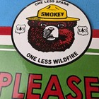 Vintage Forest Service Sign - Smokey Bear Please Prevent Gas Porcelain Sign