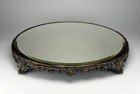 Antique Victorian Mirror Plateau 15 5  Ornate Footed Vanity Dresser Tray Round