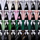 Mens Tie Striped Solid Paisley Necktie Hanky Cufflink Set Wedding Prom