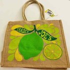 Trader Joe s Large Tote Bag Lemon And Lime Jute Burlap Reusable Shopping  New
