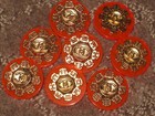 Chanel  3  Gold Metal Cc Logo Front Orange Buttons  24 Mm   1   New Lot 3