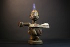 African Yoruba Figure Hand Carved Tribal Nigeria Divination Bowl Statue-g4988