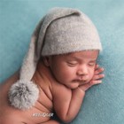 Newborn Studio Photography Prop Baby Backdrop Blanket Wrap Knitted Long Tail Hat