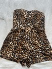 Express Size 8 Strapless Cheetah Romper Sweetheart Neckline Front Ruffle Cascade