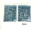 Light Blue 2mm Flat Back Round Crystal Rhinestones Jewelry Crafting Gems 2 Pack