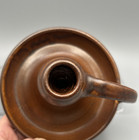 Pottery Brown Glazed Chamberstick Candle Holder 3    Tall   Modern Czech   