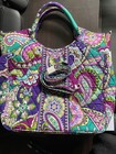 Vera Bradley 2 Way Tote Retired Purple Paisley Pattern Detachable Strap
