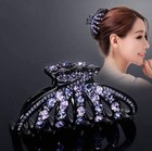 Violet Women Lady Exquisite Rhinestones Claw Clip Crystal Hair Pins Bridal