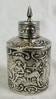 Antique Solid Silver Miniature Tea Caddy  Repousse  Dutch   English  Victorian 