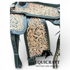 Western Trail Saddle Black Floral Tooled Leather Suede Seat With Headstall