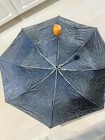 Compact Folding Umbrella Black With Wooden Handle