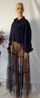 Xl Exclusive Of Decoration Navy Blue Sheer Bottom Long Sleeve Women s Tunic Top