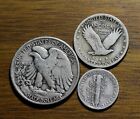Old U s  Silver Coins 3 Coin Collection Set - 90  Silver Type Coins For Sale