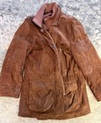 Paul Stuart Men s Brown Suede Mid-length Jacket Quilted Lined Stand Collar