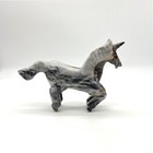 Stone Unicorn Figurine Sculpture Black White Marble Carving Mythical Horse