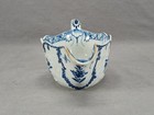 Antique 18th Century Bow Blue Floral Relief Molded Porcelain Sauce Boat