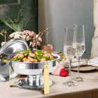 2 Pack 5qt Round Chafing Dish Buffet Set Food Warmer Chafer W lid Gold Leg New