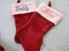 Embroidered  Personalized Monogramed Red   White  Plush Christmas Stockings  