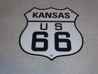 Vintage U s  Route 66 Kansas United States 11 3 4  Porcelain Metal Gas Oil Sign 