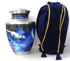 Snow Wolf Urn For Human Ashes Adult Cremation Urns In Velvet Bag 10 Inches