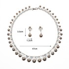 Luxury All Cz Cubic Zirconia Pearl Necklace Earrings Set For Women Bridal