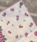 Vintage Cotton Handkerchief Hanky Roses And Bow Design 13 5 X 13