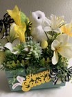 Easter Spring Mini Wood Crate Garden Bunny Eggs Daisies Tiered Tray Decor New