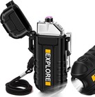 Waterproof Electric Dual Arc Lighter Usb Type C Rechargeable Windproof Flamel   