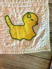 Vintage Yellow Handmade Cat Appliqu   Baby Nursery Quilt Crib Blanket 44    X 33   