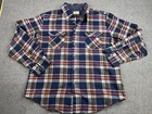 Vintage 80s Sears Mens Large  16  Plaid Flannel Acrylic Made Korea Button Up