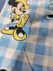 Vintage Disney Minnie Mouse Twin Flat Sheet Blue   White Plaid Different Outfits