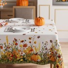 Fall Wild Flowers Pumpkin Tablecloth 84 X 60 Inch Rectangular