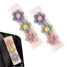 2 Pcs Car Seat Belt Cover  Cute Flower Seat Strap Pads  9 4  X 2 5  Soft Plush