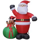 6ft Christmas Inflatable Built-in Led Light Santa Claus With Reindeer Decoration