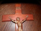 Vintage Wooden Metal Wall Cross Crucifix Holy Religious Carved 12  High
