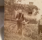 Early 1900s Photo On Board Homestead Family Photograph Bicycle   Dog