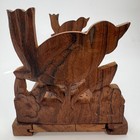 Carved Wood Folding Book Stand Birds Flowers Teak Style Vintage Bookrest