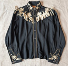 California Ranchwear Vintage 40s 50s Women s Black Rayon Rodeo 2pc Set Fringe Sm